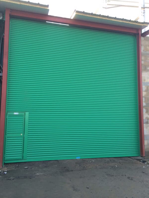 Steel Roller Shutter-Solid with Wicket Door-Green