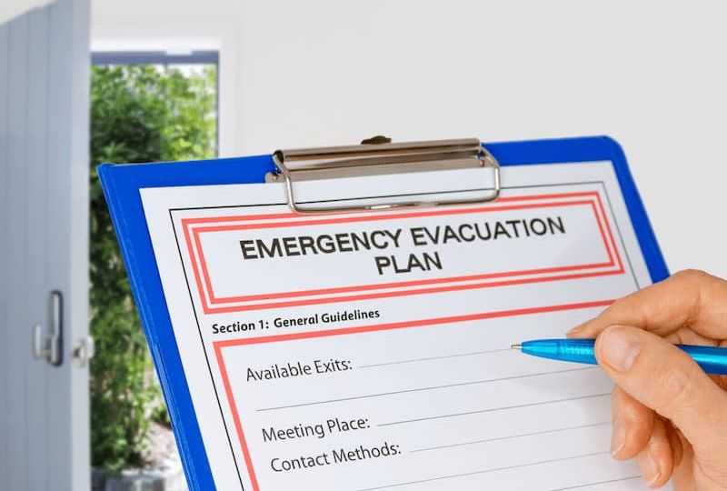 emergency evacuation plan on clipboard